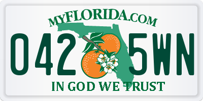 FL license plate 0425WN
