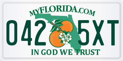 FL license plate 0425XT