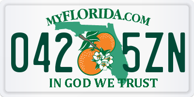 FL license plate 0425ZN