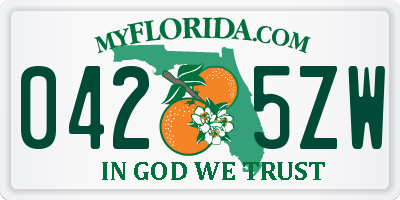 FL license plate 0425ZW