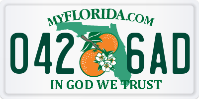 FL license plate 0426AD