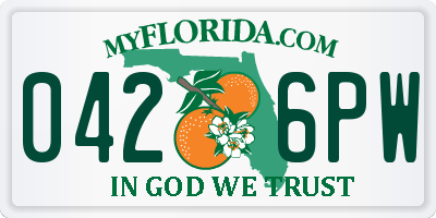 FL license plate 0426PW
