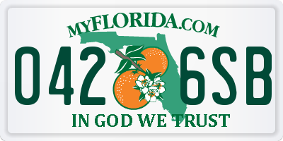 FL license plate 0426SB