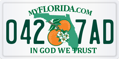 FL license plate 0427AD