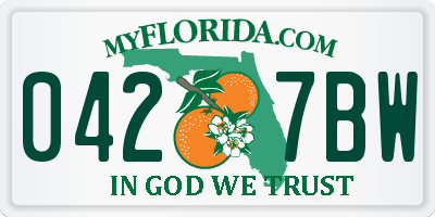 FL license plate 0427BW