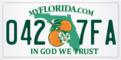 FL license plate 0427FA