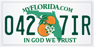 FL license plate 0427IR