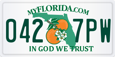 FL license plate 0427PW