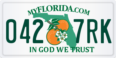 FL license plate 0427RK