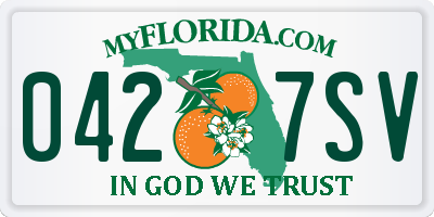 FL license plate 0427SV