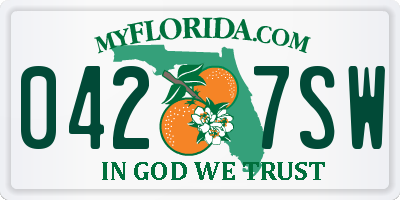 FL license plate 0427SW
