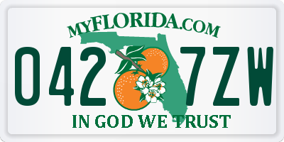 FL license plate 0427ZW