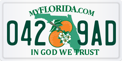 FL license plate 0429AD