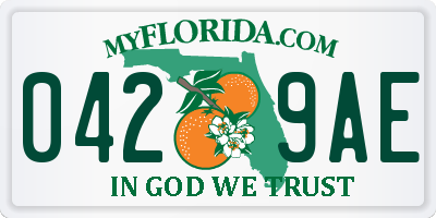 FL license plate 0429AE