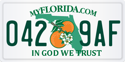 FL license plate 0429AF