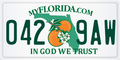 FL license plate 0429AW