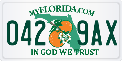 FL license plate 0429AX