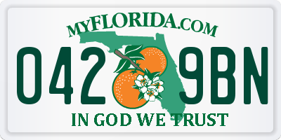 FL license plate 0429BN