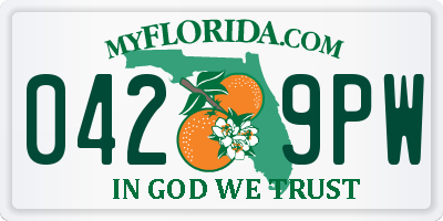 FL license plate 0429PW