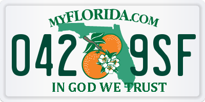FL license plate 0429SF