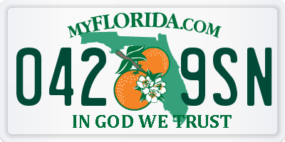 FL license plate 0429SN