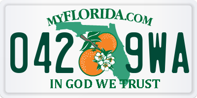 FL license plate 0429WA