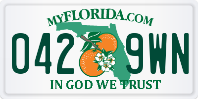 FL license plate 0429WN