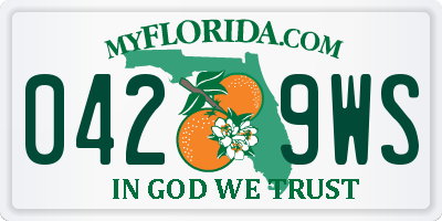 FL license plate 0429WS