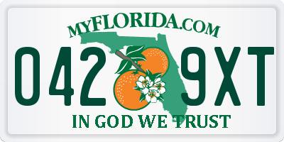 FL license plate 0429XT