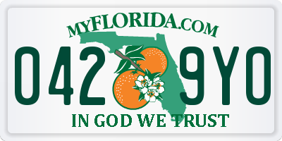 FL license plate 0429YO