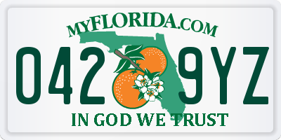 FL license plate 0429YZ