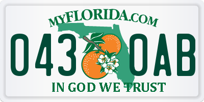 FL license plate 0430AB