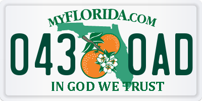 FL license plate 0430AD