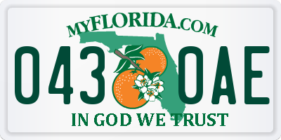 FL license plate 0430AE