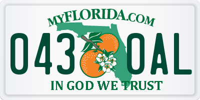 FL license plate 0430AL