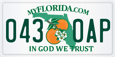 FL license plate 0430AP