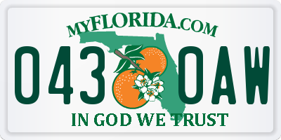 FL license plate 0430AW