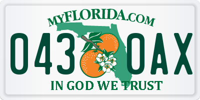 FL license plate 0430AX