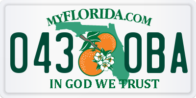 FL license plate 0430BA