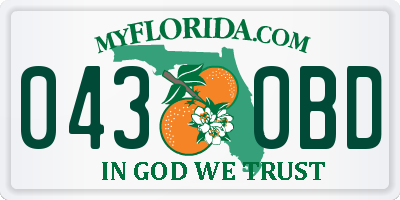 FL license plate 0430BD
