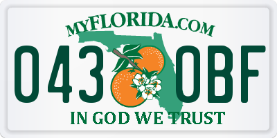 FL license plate 0430BF