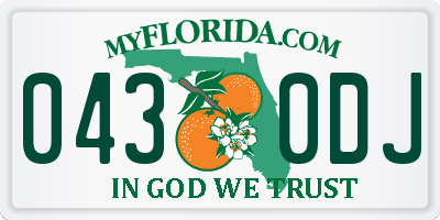 FL license plate 0430DJ