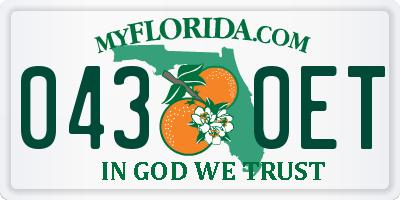 FL license plate 0430ET