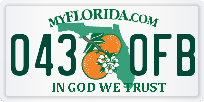 FL license plate 0430FB