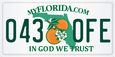 FL license plate 0430FE