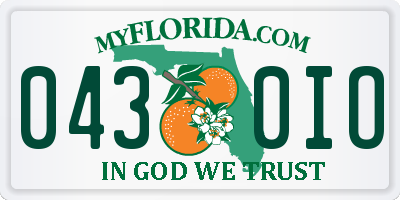 FL license plate 0430IO