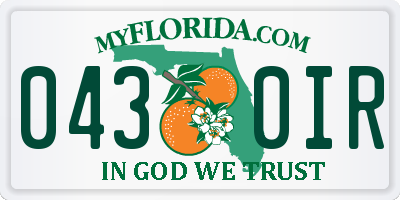 FL license plate 0430IR