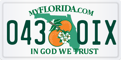 FL license plate 0430IX
