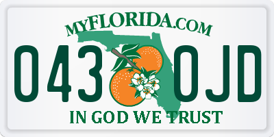 FL license plate 0430JD