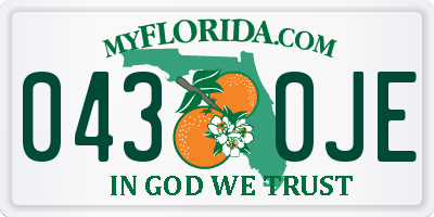 FL license plate 0430JE
